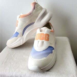 UGG women’s sneakers size 12, peach, white and blue
